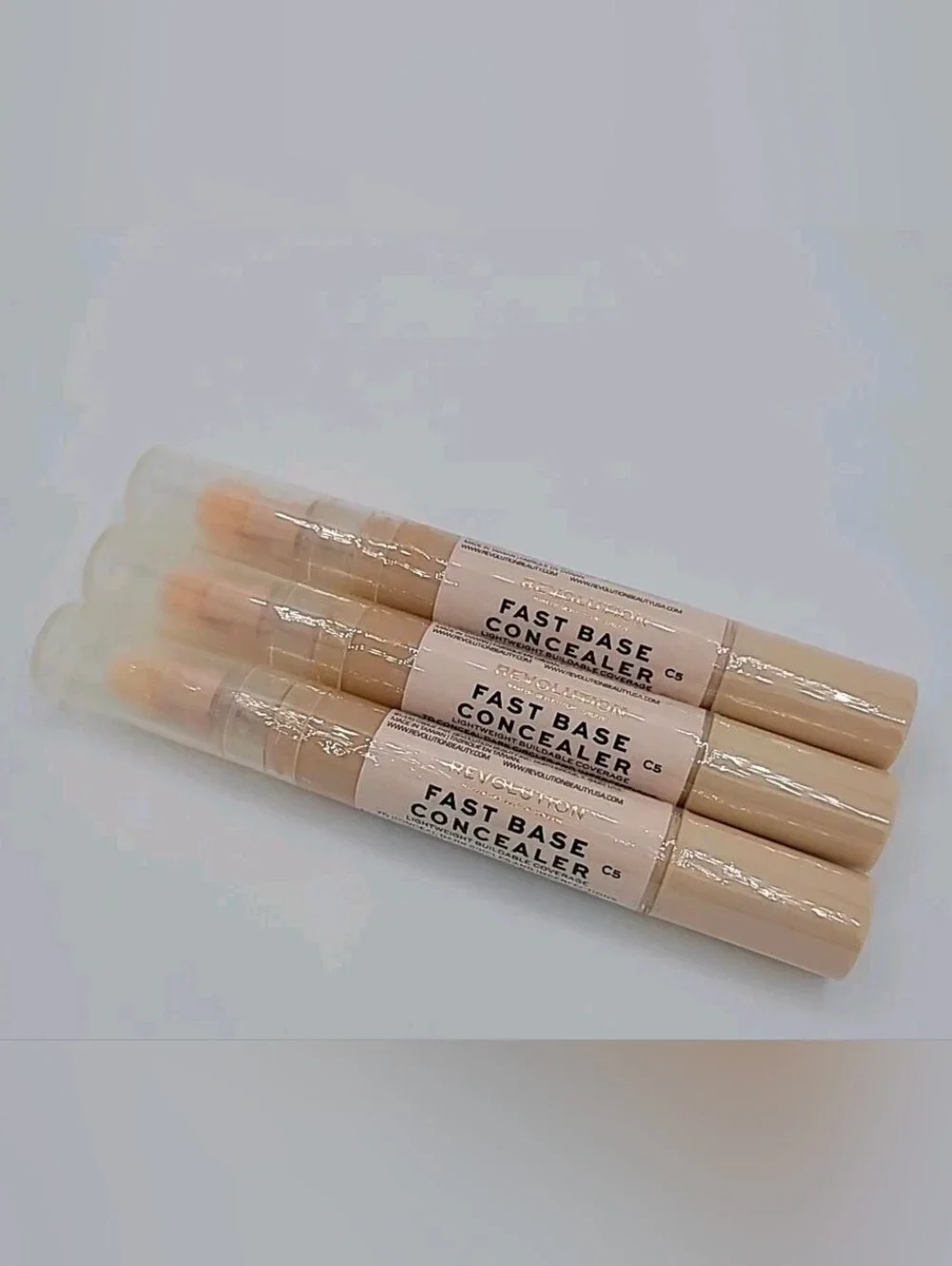 NWT 3x Makeup Revolution Fast Base Concealer Shade #C5 0.15 fl oz Ea SEALED